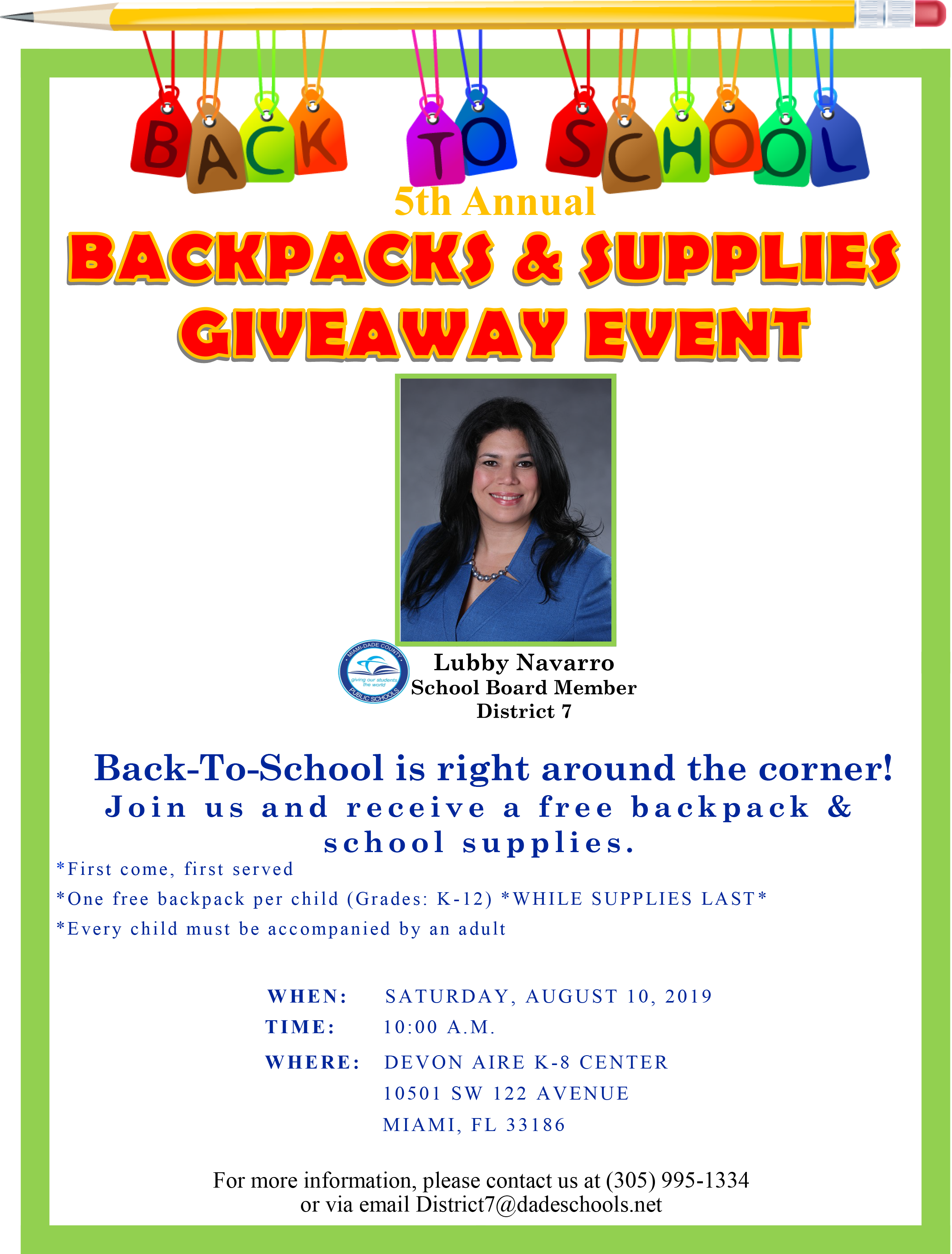 5th Annual Backpack & Supplies Giveway @ DEVON AIRE K-8 CENTER | Miami | Florida | United States